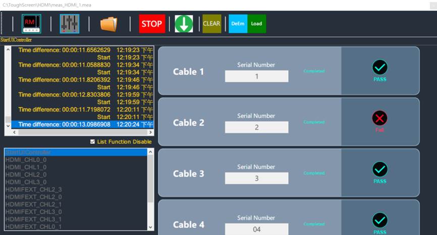 CABLE CONNECTOR TEST RESULT